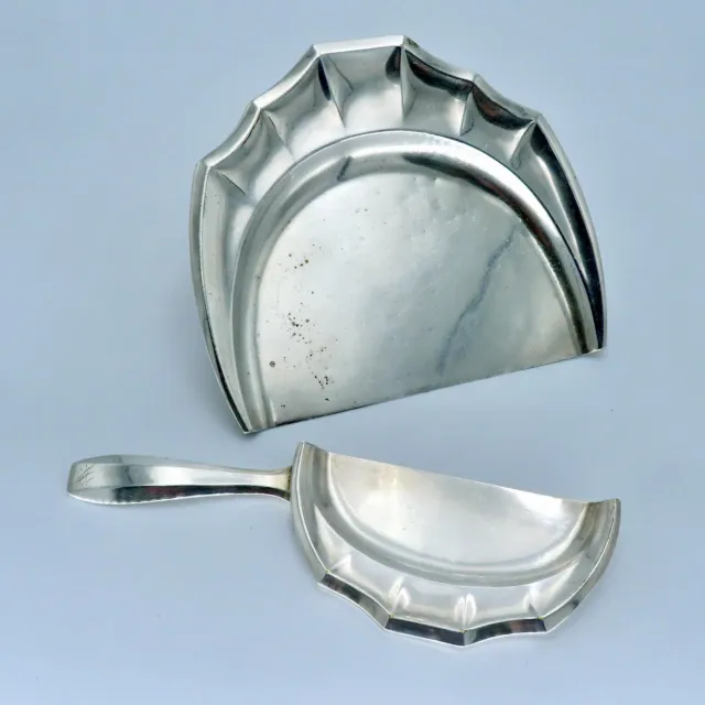 Christofle Crumb Scoop Pan Table Sweeper Set Sue et Mare Silver Plated Art Deco
