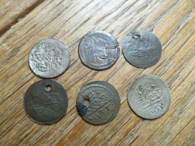 6 Ottoman Egypt silver 1 para coins Circa AH1223.