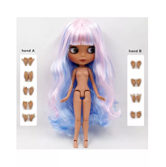 12" Blythe Doll Nude Jointed Body Colorful Hair Matte Face Dark Skin Neo BJD Toy