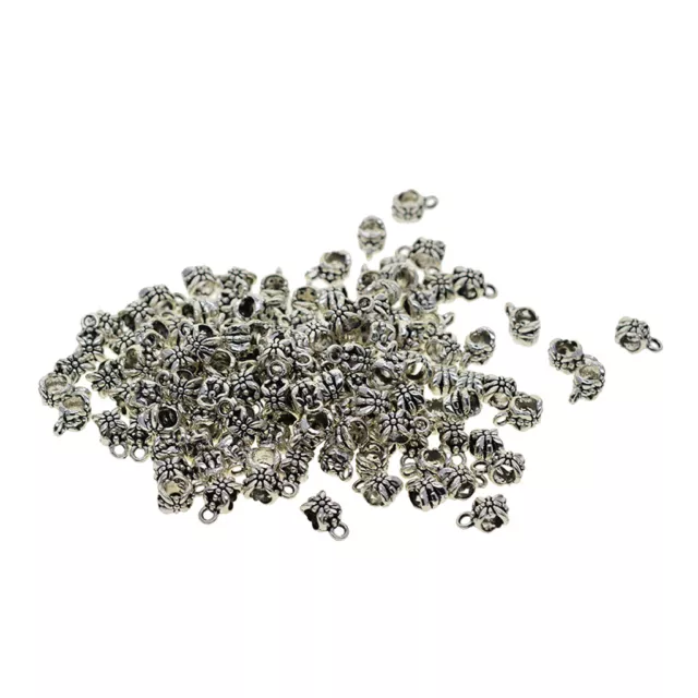 100pcs Tibetan Silver Spacer Bails Bead Charm Pendants Bail Hanger Connector