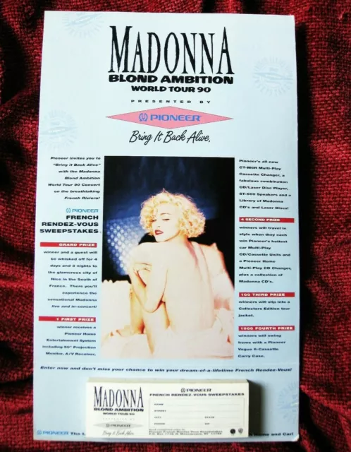 Madonna Blond Ambition Tour France Concert Contest Promo Counter Stand W/ Slips!