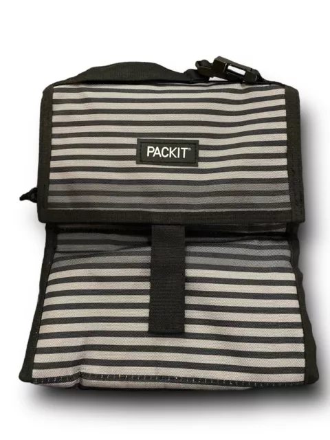 Packit Freezable Lunch Bag Gray & Black -  No Ice Packs Needed Reusable BPA Free