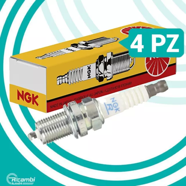 Kit 4 Candele Accensione Ngk Bkr5Ez 7642 Per Motori Fiat Renault Lancia Peugeot