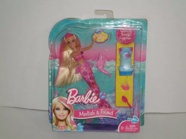 Barbie Merliah & Friend 8” Mermaid Doll• Bath Play • With Pink Dolphin NEW