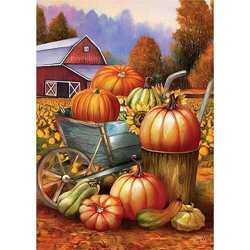 Pumpkin Diamond Painting Kits for Adults, Full Drill Fall Pumpkin Fall Farm