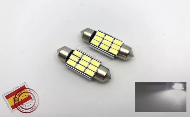 2 X Bombillas Led Coche Canbus Festoon 39Mm C5W 9Led Smd 5730 290Lm Matricula 