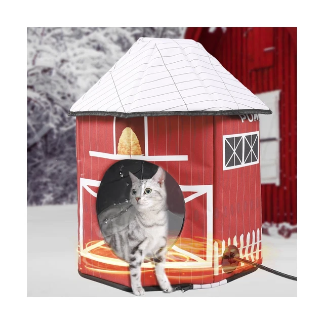 POMESEA Heated cat Houses for Outdoor Cats, Outdoor Cat House for Outside Com...