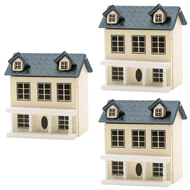 Set 3 Doll House Village Villa Small House Nativity Ornaments Kids Accessories