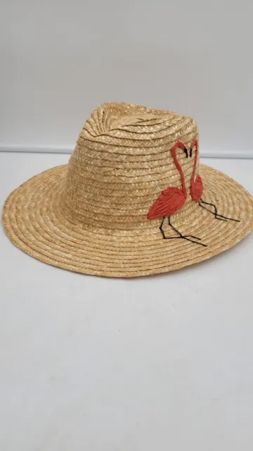 San Diego Hat Company Flamingo -Embroidered  Straw Panama Hat