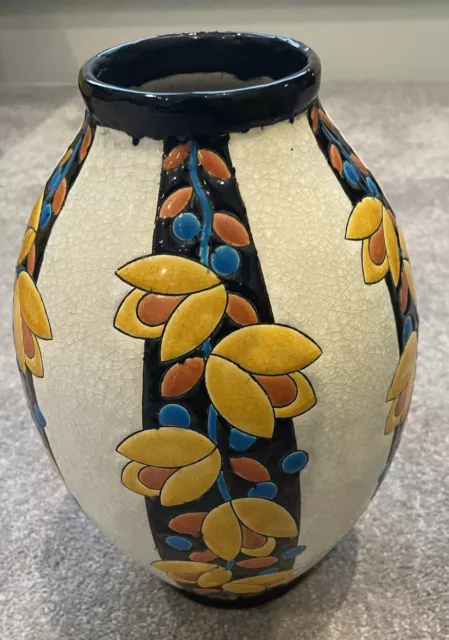 Art Deco Rare Boch Freres, Karamis Vase Made In Belgium  D2333 1930s