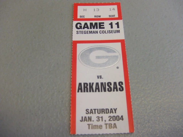 Arkansas Razorbacks vs Georgia Bulldogs (1-31-2004) Basketball Ticket Stub