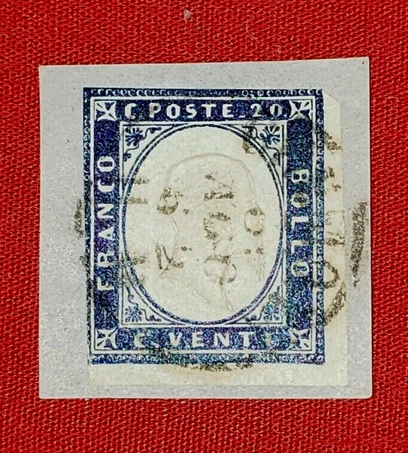 {ITALY-SARDINIA/ Scott #12/ USED On Piece/VF/ NO THINS/ CV $40.00/epictronic/JC}