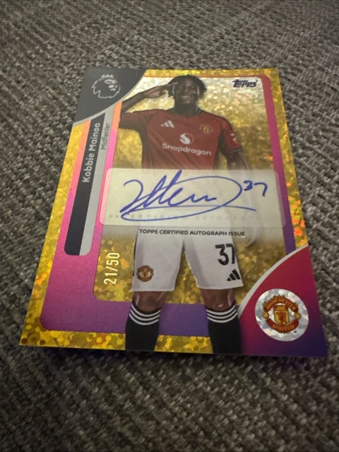 Mainoo Autograph TOPPS 2026 PREMIER League Football Kobbie Mainoo Man United Signed Gold ...