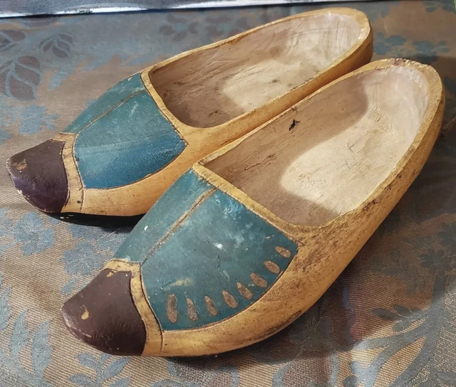 Antique Belgian or French Handmade Wooden Sabot Shoes Clogs Child Size, European