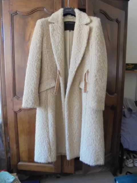 Superbe manteau long et chaud Tara JARMON Laine et Mohair beige camel 42 neuf