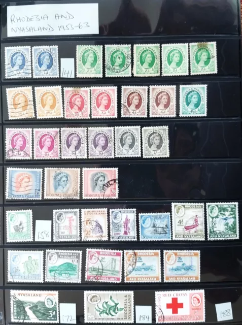 RHODESIA & NYASALAND Collection 38 Vintage Stamps *Great Value* Check the Photos