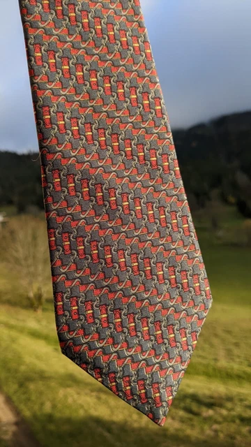 Cravate Hermès Authentique En Soie 100% - Modèle 7118 FA, Couleur Jaune, Occasion Très Bon état