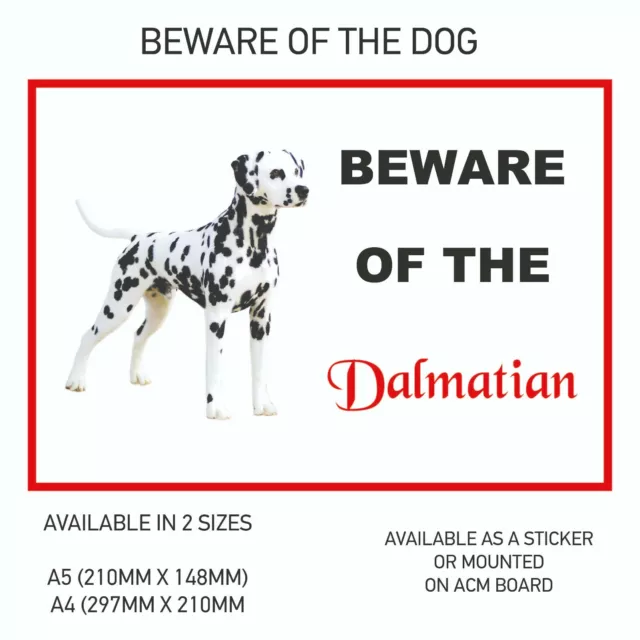 Funny Beware of the Dalmatian 1 Dog Vinyl Car Van Decal Sticker Animal DS16