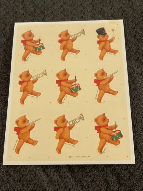 Vintage Christmas Stickers Sticker Sheet Teddy Bear Band G5