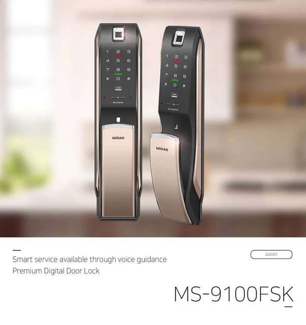 MS-9100FSK Midas Push-Pull fingerprint digital door lock, smart lock, made in Kr