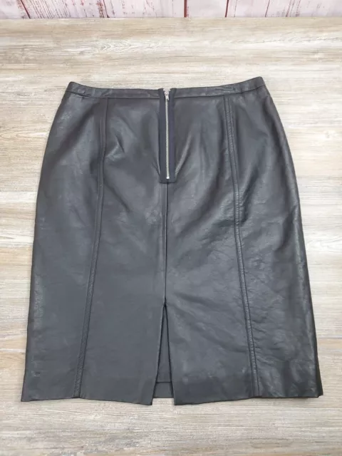 Worthington Black Pleather Skirt Womens 6 Petite Faux Leather Pencil Knee Length 2
