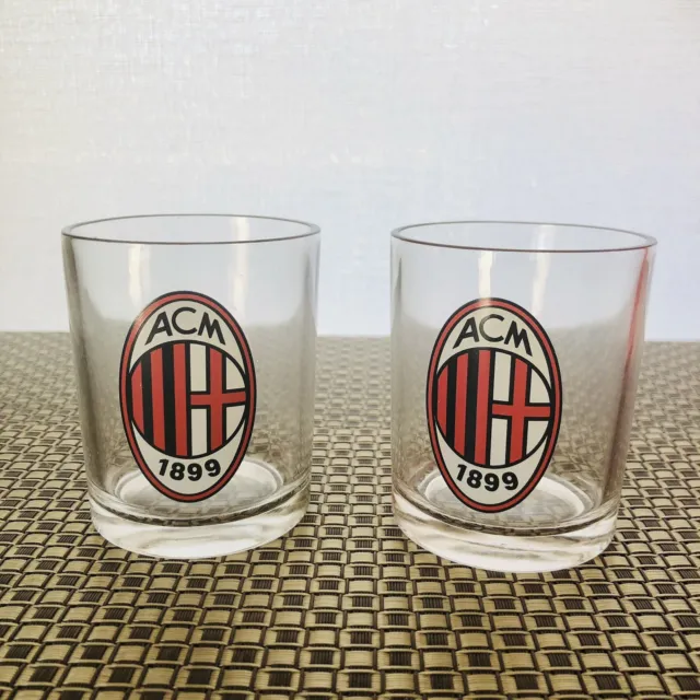 AC MILAN FC Glass Cups ( One Set For 2 Cups ) 85mm Height and DIA 70mm Brand New