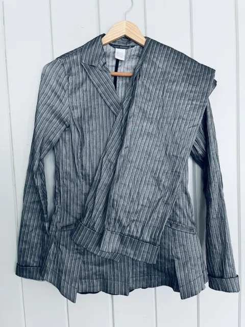 Elemente Clemente Suit 1 S Small Gray Linen Blend Gray Silver Stripe Blazer Pant