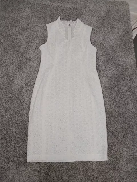 White Lace Calvin Klein Dress Size 8 EUC Sleeveless Cotton
