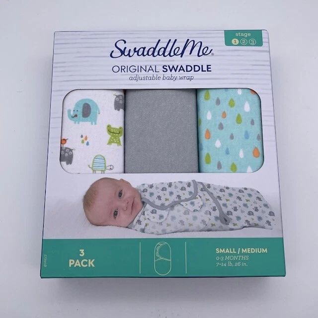 SWADDLE ME ORIGINAL SWADDLE ADJUSTABLE BABY WRAP 3pk SM/Med. 0-3m,Stage One, NIB