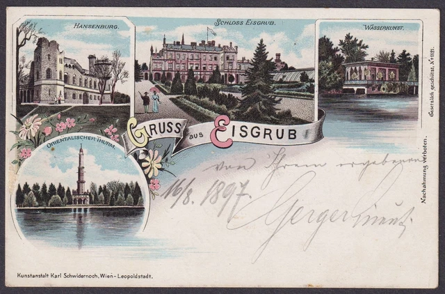Gruss Aus Eisgrub Hansenburg Castello Ak Litho Boemia Bohemia Cesko Czech