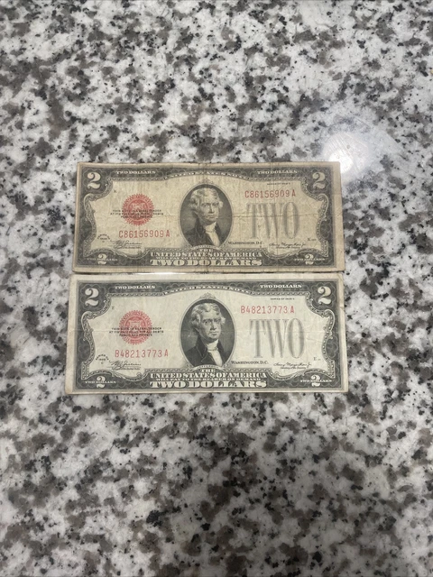 *RARE* 1928 Two Dollar $2 Bill Red Seal United States Note Set Of 2