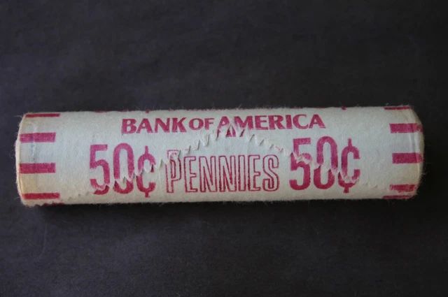 1969 S Lincoln Cent Original Bank Wrap Roll Rare Obw Bank America Memorial Penny 1969 S Lincoln Cent Original Bank Wrap Roll Rare Obw Bank America Memorial Penny
