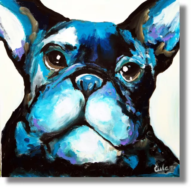 Único Perro Bulldog Pintura Acrílica Artesanía Arte Abstracto Mural Núm 826