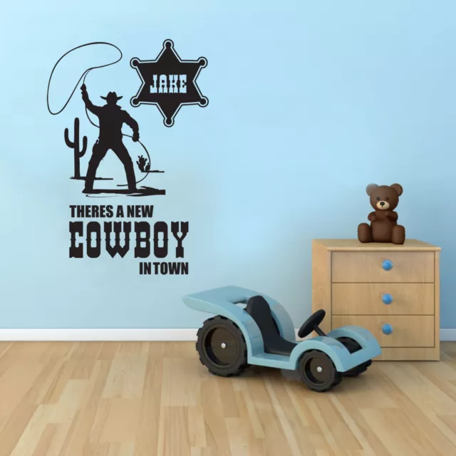 Cowboy Wall Sticker Personalised Boys Bedroom Vinyl Children's Wall Art