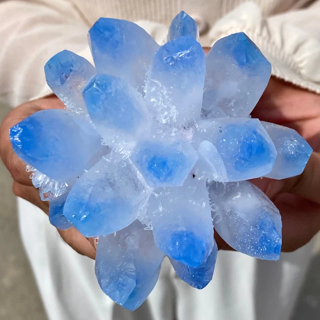 353G New Find BLUE Phantom Quartz Crystal Cluster Mineral Specimen Healing 2