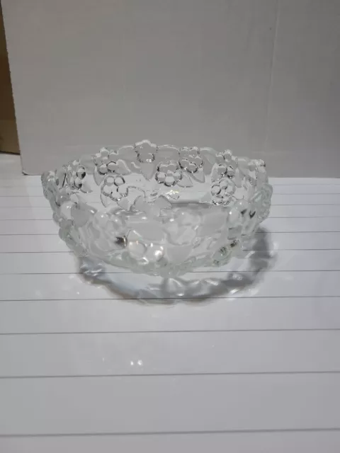 Vintage Mikasa Walther Crystal Glass Fruit Bowl Floral Etching West Germany