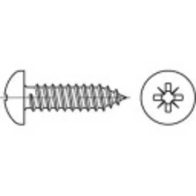 TOOLCRAFT 147617 Vis à tôle à tête bombée 4.2 mm 9.5 mm cruciforme Pozidriv