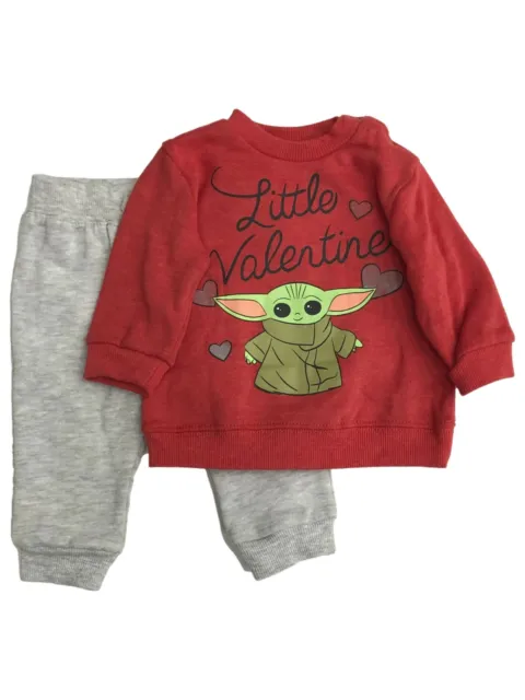 Star Wars infant Boys Baby Yoda Valentines Day Outfit Sweatshirt & Pants