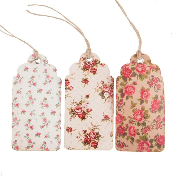 Etiquetas de regalo de diseño floral vintage, paquete de 15, 3 diseños, tarjeta artesanal, Sass & Belle