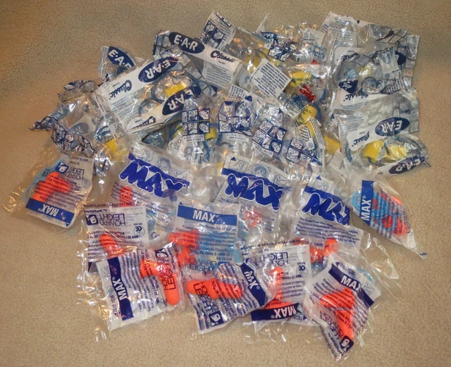 Lot Of 30 New E-A-R and MAX Push-Ins Foam Ear Plugs ~ Most are Corded