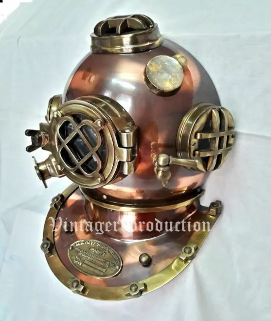 Ventana Casco antiguo Casco de buceo Marine 18" Réplica Golpe de puerta US...