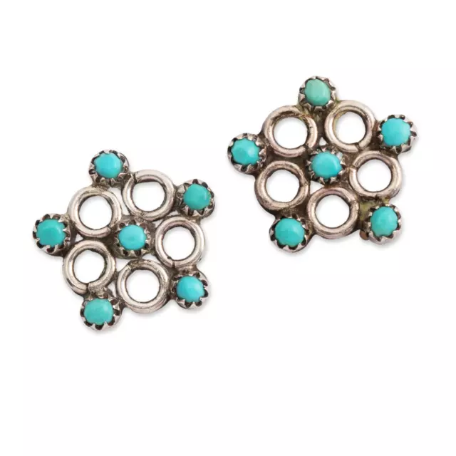 Native American Sterling Silver Turquoise Snake Eyes Stud Earrings