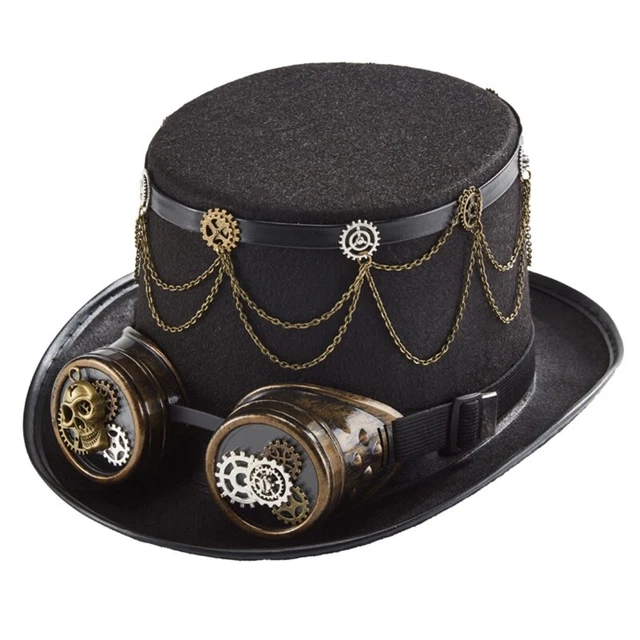 Steam Punk Rope VICTORIAN LEATHER ROPE Gear Steampunk Hat with Goggles Top Hat for ...