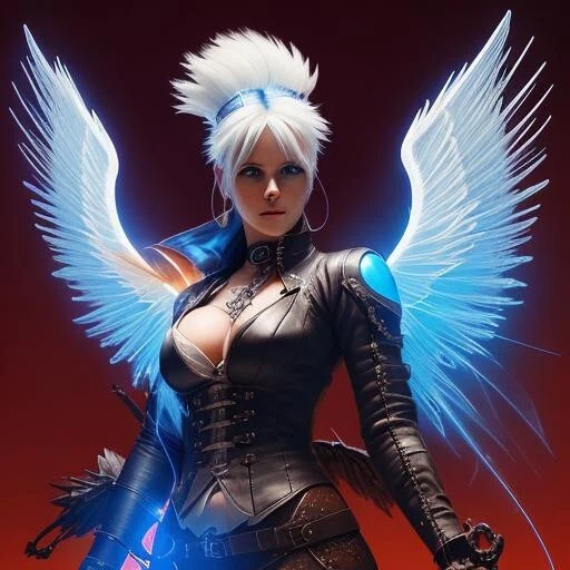 Steampunk Archer Angel Cool Flame Angel Digital Asset Digital Collectible AI Art