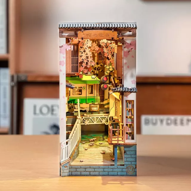 Rolife DIY Book Nook Stories Sakura Densya Wooden Miniature Doll House Best Gift