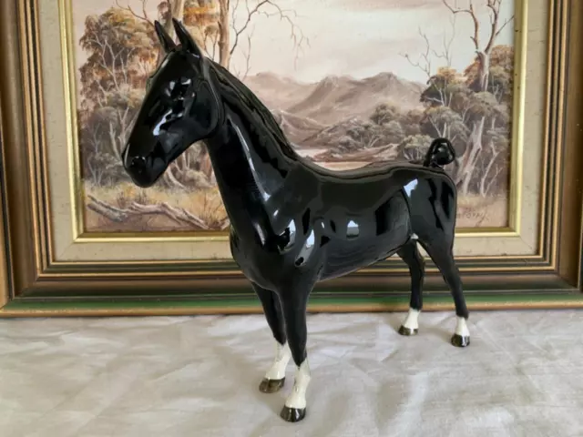 Vintage Beswick Large Horse Ch Black Majic Porcelain Animal Figurine England