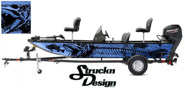 GREEN NORTHERN PIKE Bait Boat Wrap Vinyl Graphic Decal Kit Fish