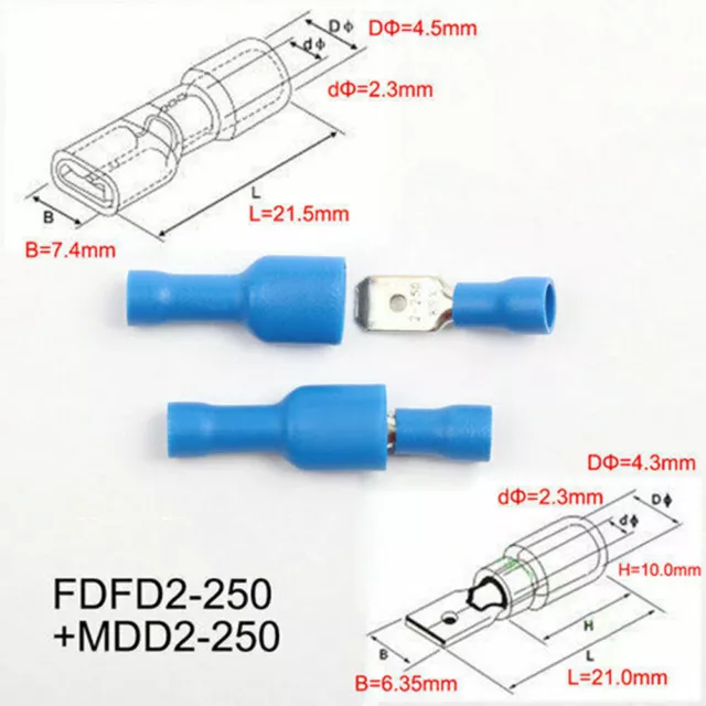 Electrical Terminals Red Blue Yellow Wire Crimp Connectors Insulated Male Female 3