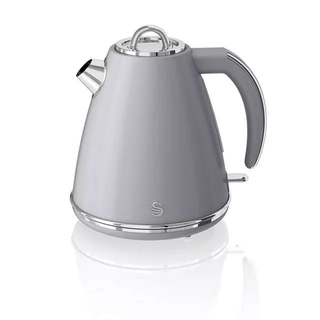 Swan 3000W 1.5Litre Retro Grey Electric Cordless 360 Jug Kettle Fast Quiet Boil