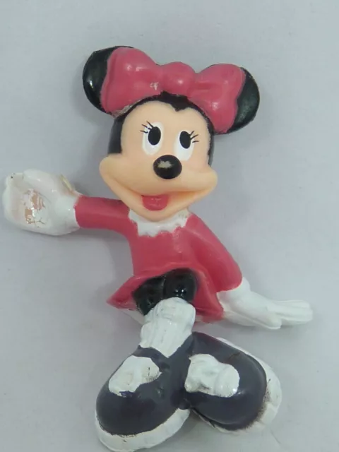 Figurine Ancienne Pvc Disney Les Amis De Mickey*Minnie Noeud Rose